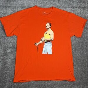 Freddie Mercury Official Merch T-Shirt Men's Large Orange Short Sleeve Crew Neck